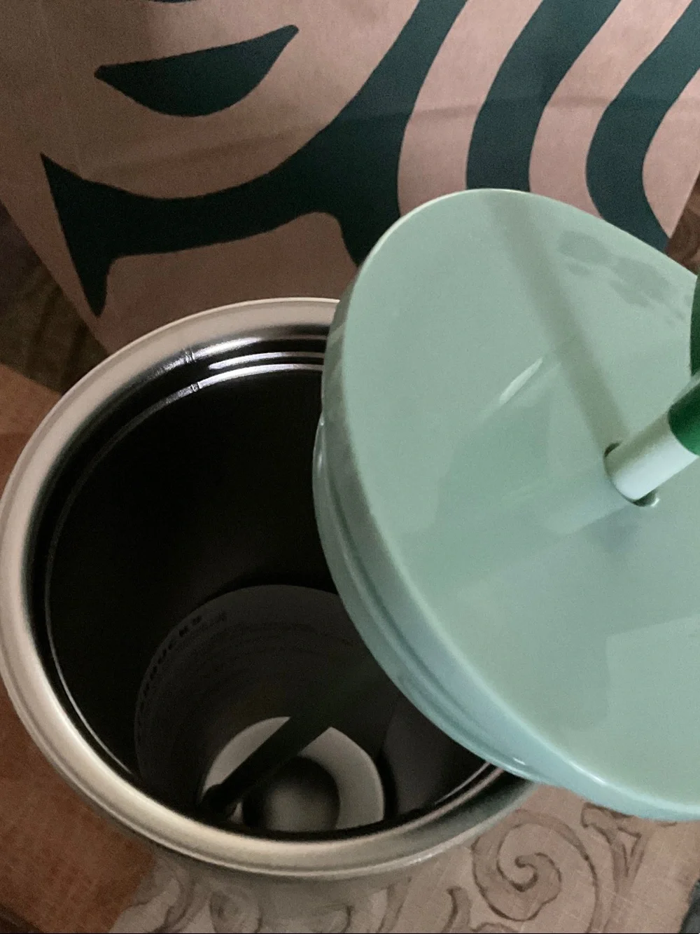 Starbucks Mint Green Peanuts Tumbler with Straw